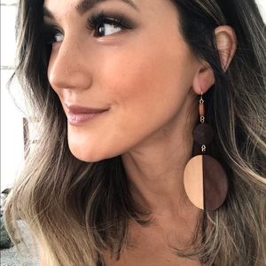 Two tone wood dangle earrings